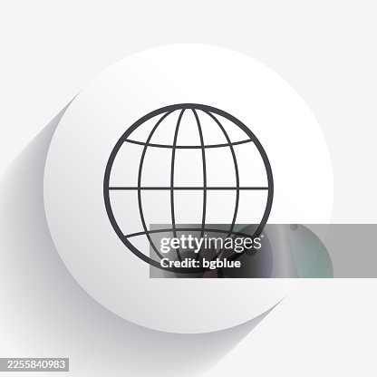 Globe. Icon on circle button with long shadow Globe. Icon on circle button with long shadow