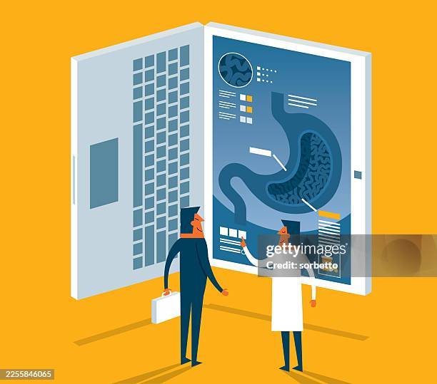 human stomach - analyzing - microbiologist stock illustrations