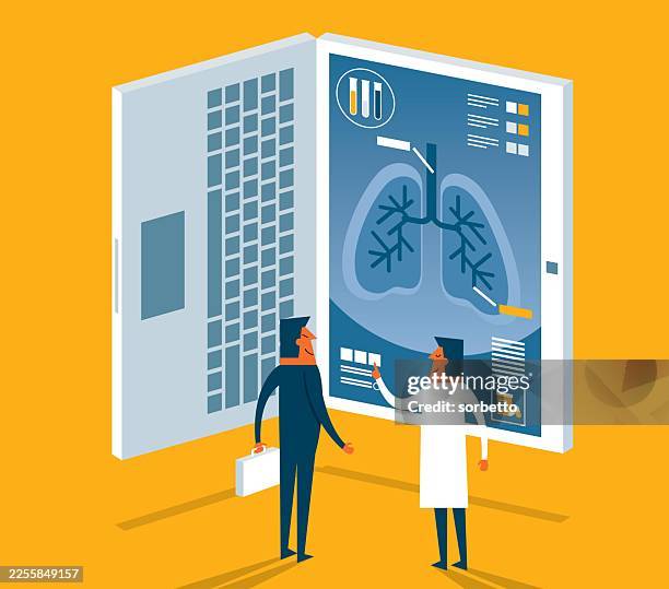 lung - analyzing - breathing techniques stock illustrations