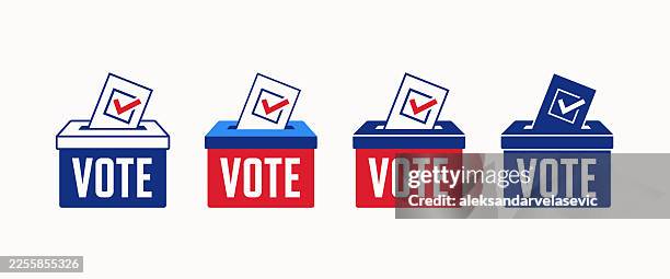 stockillustraties, clipart, cartoons en iconen met ballot box icons - stemmen
