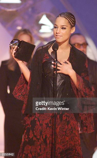 Winner for Best R&B Song for "Fallin'", Alicia Keys at the 44th Annual Grammy Awards held at the Staples Center in Los Angeles, Ca., Feb. 27, 2002....