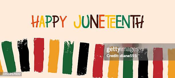 colorful juneteenth banner in a textured style - juneteenth stock illustrations