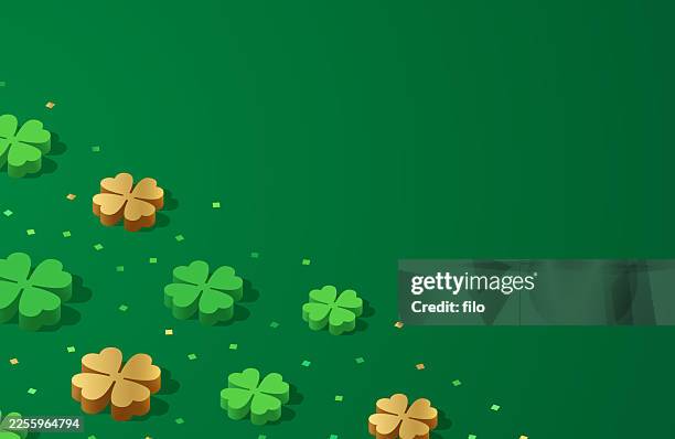 four leaf clover st. patrick's day abstract green curve circle depth layers background - 3d objects balance stock illustrations