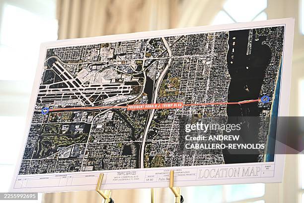 An image showing the renamed President Donald J. Trump Boulevard is displayed during a dedication ceremony for the former Southern Boulevard, in the...