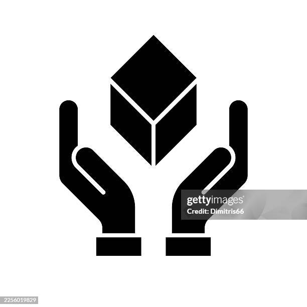 handle with care solid icon symbol - fragile stock illustrations