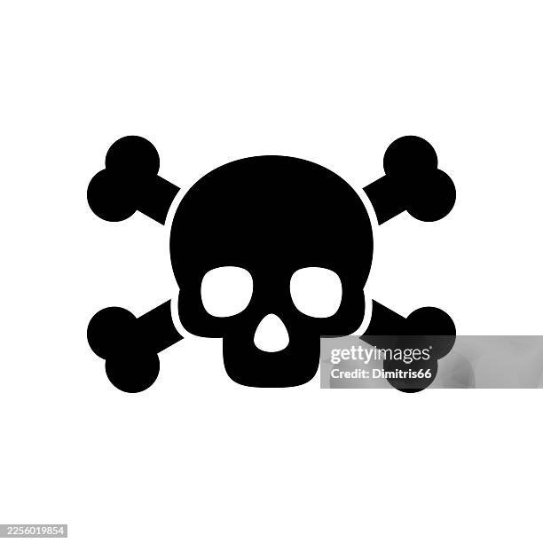 skull and crossbones solid icon - pirate flag stock illustrations