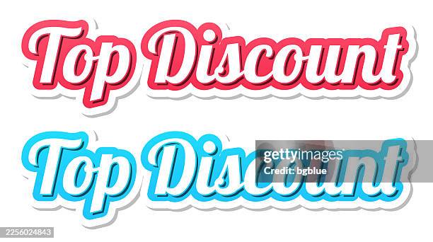 top discount - 3d text in red and blue on white background - embarrassing situation stock illustrations