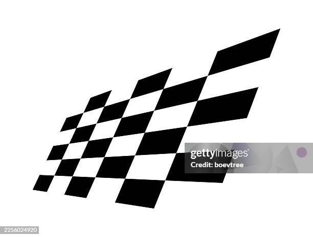 perspective black and white chess board checked flag element - racing flags logo stock illustrations
