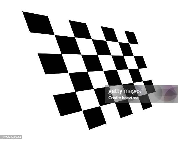 perspective black and white chess board checked flag element - racing flags logo stock illustrations