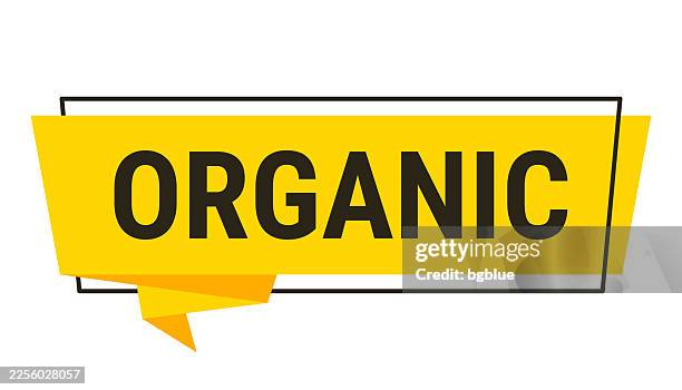 organic - yellow speech bubble on white background - compost stock illustrations