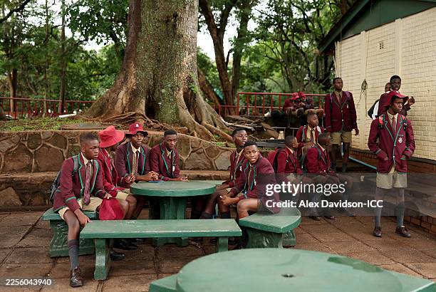 Local children watch on during the ICC U19 Men´s Cricket World Cup 2026 warm up match between Scotland and Bangladesh at Prince Edward School on...