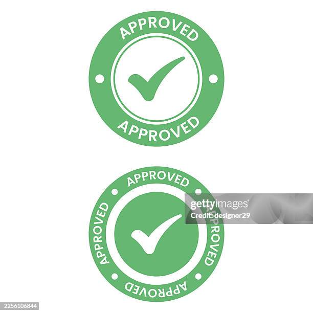 approved label icon vector design - verification stock illustrations