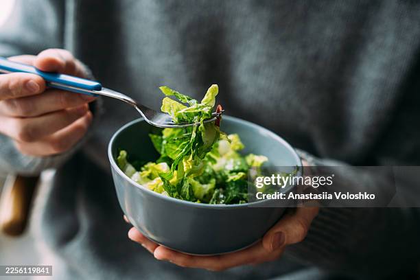 healthy lunch at home - salad bowl stock pictures, royalty-free photos & images