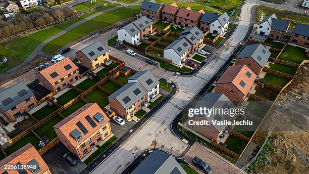 Birmingham residential rooftops aerial view