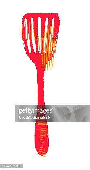 Retro Textured Cooking Element: Red Spatula Retro Textured Cooking Element: Red Spatula