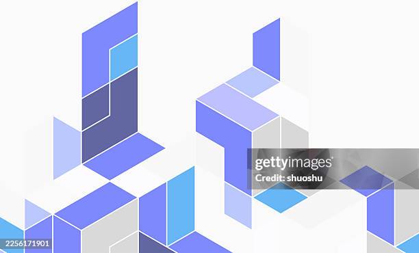 abstract blue geometric cube perspective pattern banner background - bee hive 3d stock illustrations