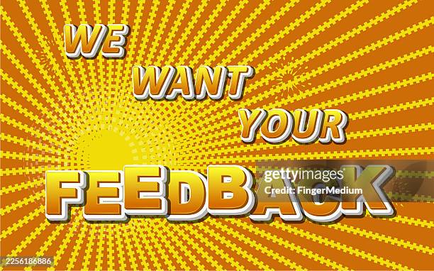 feedback text with comic banner - satisfaction score stock illustrations