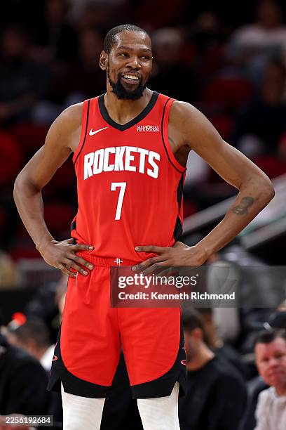 84 Rockets Kevin Durant of the Houston Rockets reacts during the game against ...