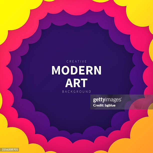 purple clouds frame - paper cut background - trendy 3d design - black rain cloud stock illustrations