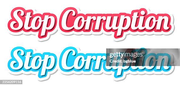 stop corruption - 3d text in red and blue on white background - stop corruption stock illustrations
