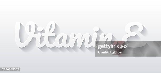vitamin e - flat design with paper cut effect on blank background - lower case e stock illustrations