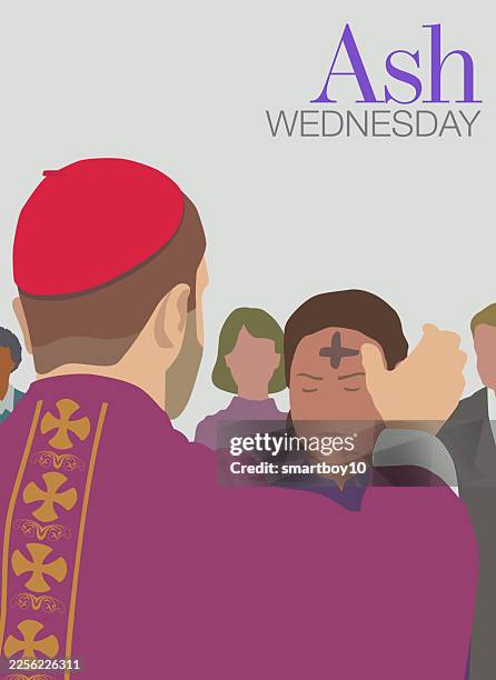 ash wednesday poster - lent stock illustrations