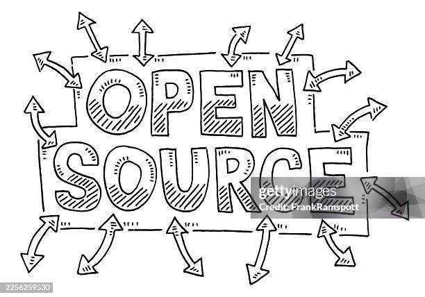 open source software arrows drawing - open source development stock illustrations