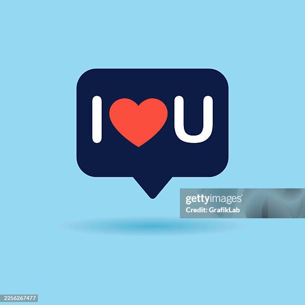 i love u message design inside navy speech bubble - abbreviation stock illustrations