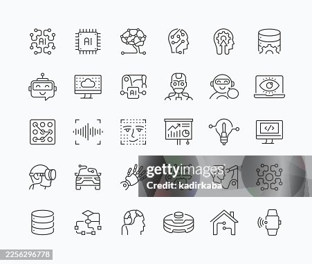 Thin Artificial Intelligence Line Icon Set · 30 Icons Thin Artificial Intelligence Line Icon Set · 30 Icons