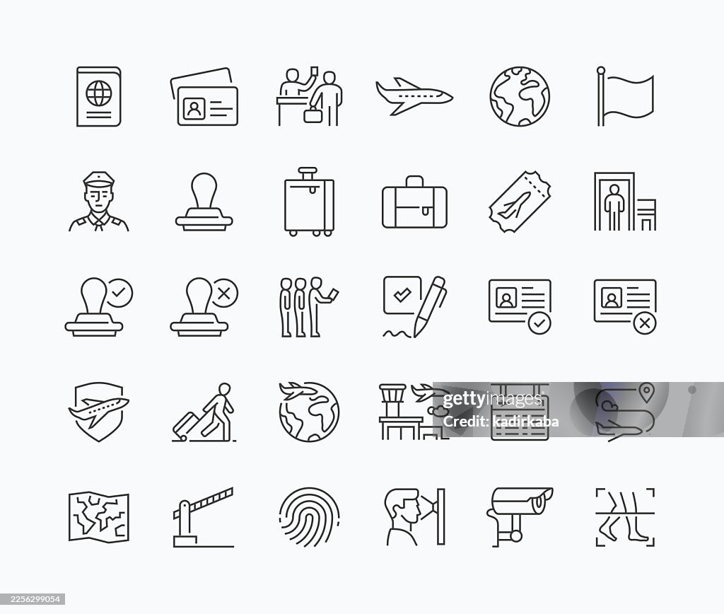 Thin Passport Line Icon Set · 30 Icons