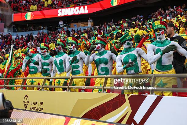 Rabat, Morocco Senegal fans supporting their team during the Africa Cup Of Nations Final match between Senegal and Morocco at Prince Moulay Abdellah...