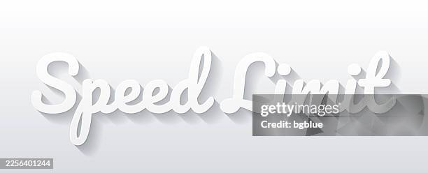 speed limit - flat design with paper cut effect on blank background - speed limit stock illustrations