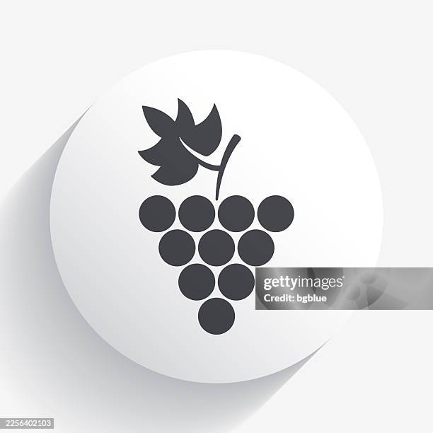 grape. icon on circle button with long shadow - grape leaf stock illustrations