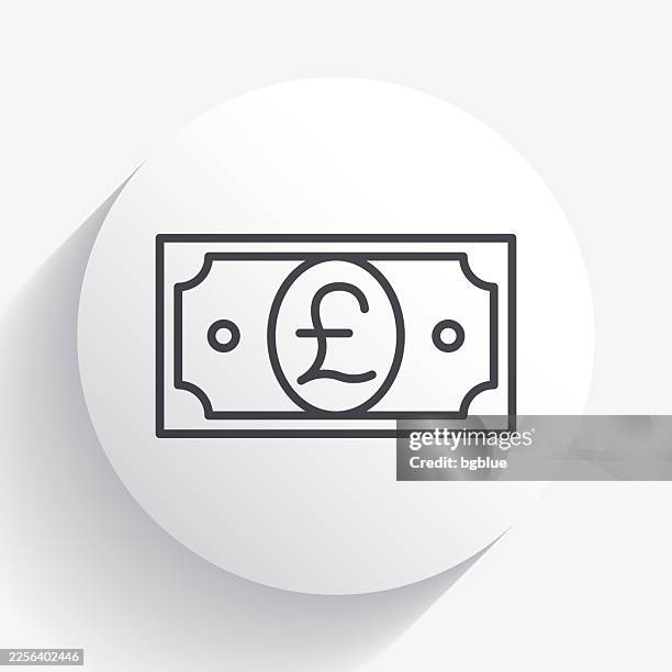 pound banknote. icon on circle button with long shadow - pound note stock illustrations
