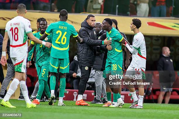 Rabat, Morocco Senegal's Ismaila Sarr very angry with referee Jean-Jacques Ndala decision during the Africa Cup Of Nations Final match between...