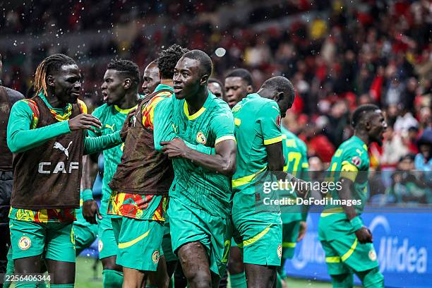 Rabat, Morocco Senegal's Pape Alassane Gueye celebrates his goal with team mates during the Africa Cup Of Nations Final match between Senegal and...