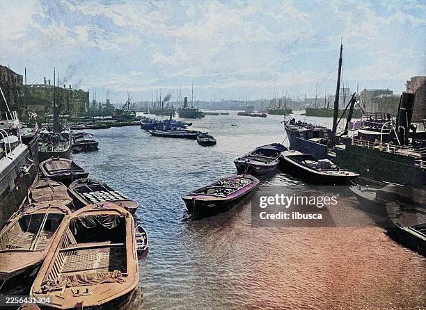 st catherine docks, london - pier stock illustrations