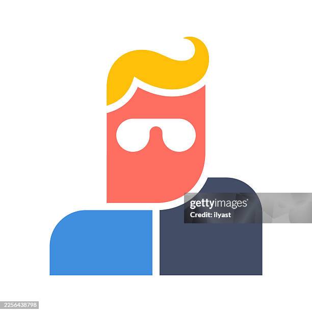 geometric man profile illustration with abstract proportions - eccentric business stock illustrations