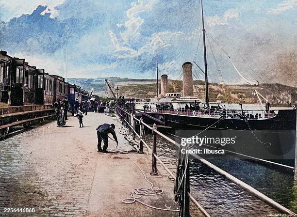 ostend mail boat, dover - british postman stock illustrations