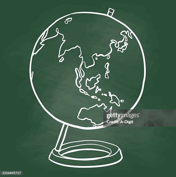 globe asia & oceana chalkboard - learning chinese stock illustrations