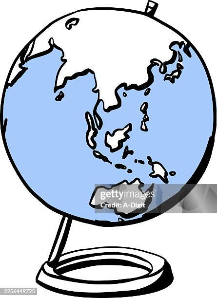 globe asia & oceana blue waters - learning chinese stock illustrations