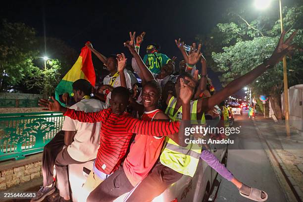 Fans gather to celebrate the second continental title after Senegal defeated Morocco 1-0 in the final of the Africa Cup of Nations as the fans form...