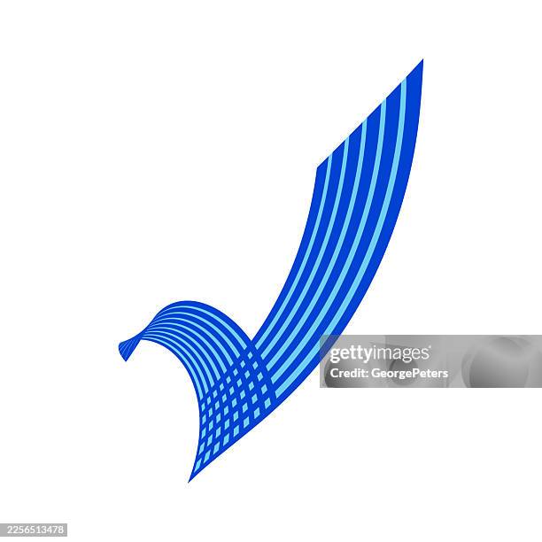 striped, curved check mark - process chart diagonal stock illustrations