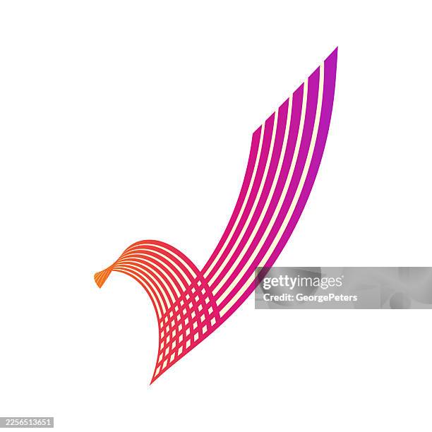 striped, curved check mark - letter v stock illustrations