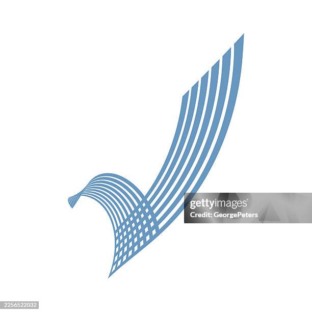 striped, curved check mark - letter v stock illustrations