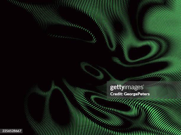 metallic, satin liquid striped abstract background - green pattern stock illustrations