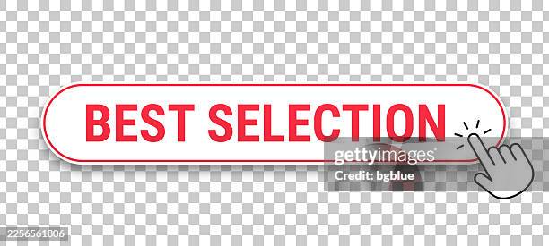 best selection - 3d click web button with hand cursor on blank background - hand pushing button stock illustrations