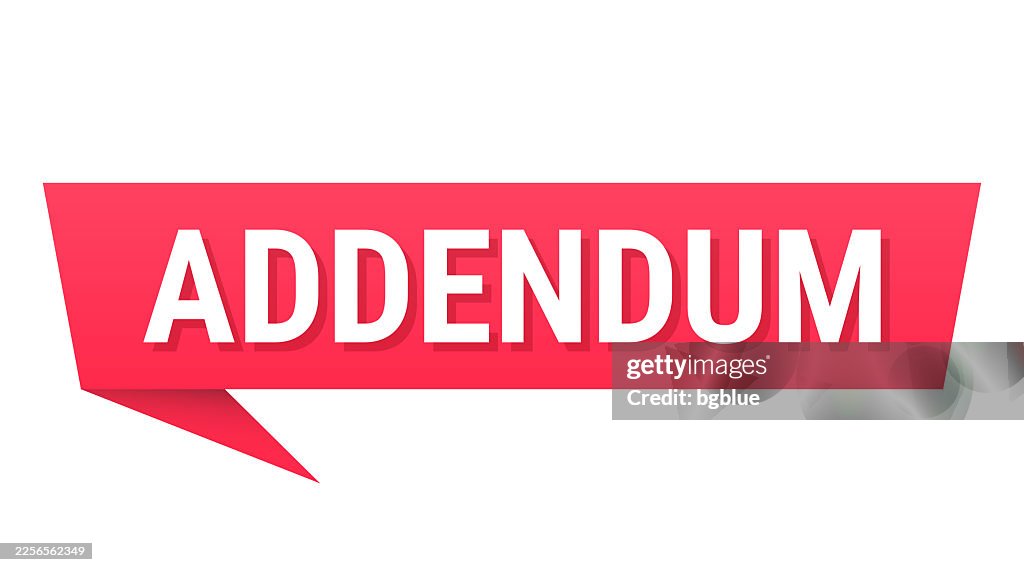 Addendum - Red speech bubble on blank background