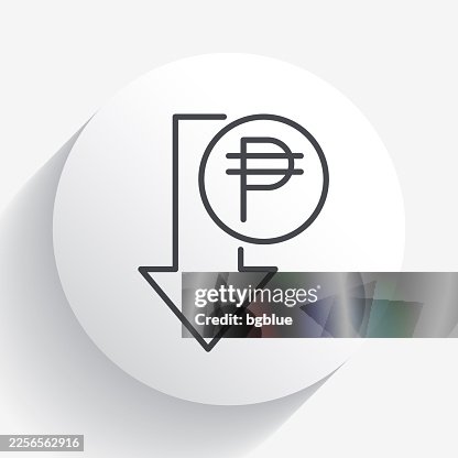 Peso decrease. Icon on circle button with long shadow Peso decrease. Icon on circle button with long shadow