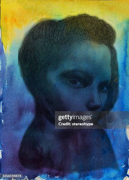 dark romantic - grumpy girl stock illustrations